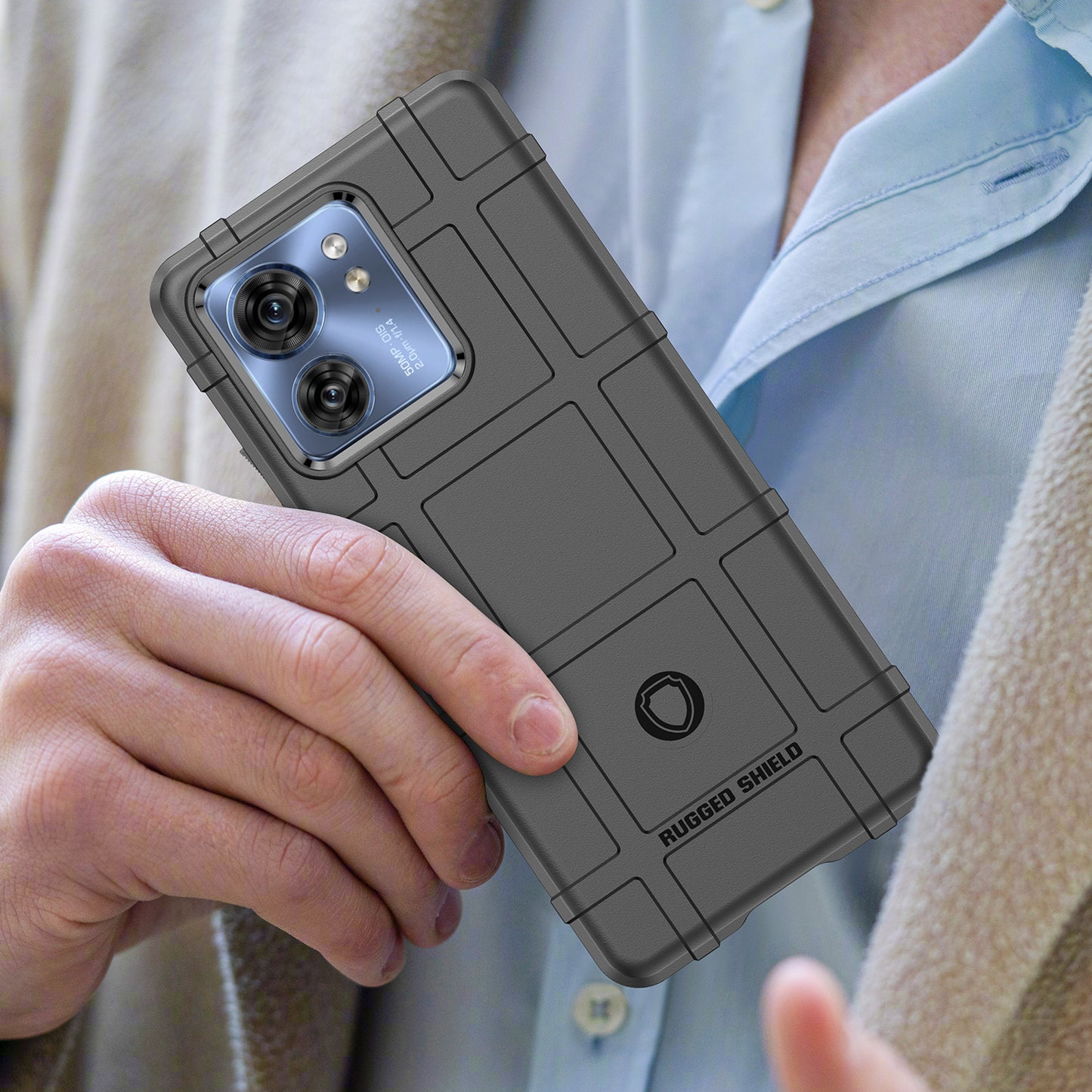 Uniqkart for Motorola Edge 40 5G Square Grid Texture Shockproof TPU Phone Case Back Cover - Black