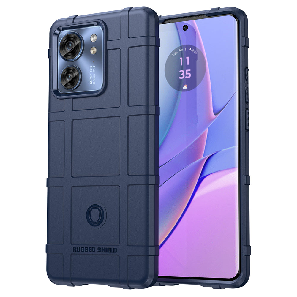 Uniqkart for Motorola Edge 40 5G Square Grid Texture Shockproof TPU Phone Case Back Cover - Blue