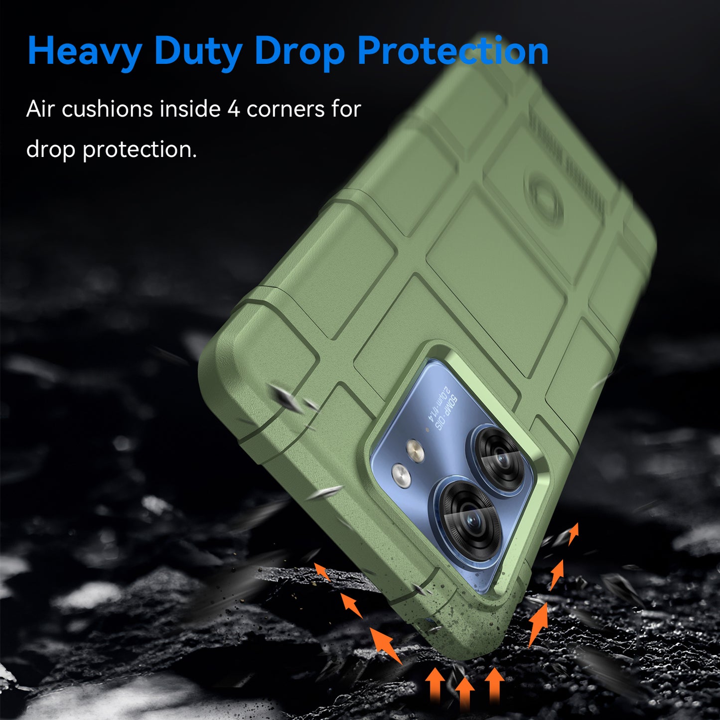 Uniqkart for Motorola Edge 40 5G Square Grid Texture Shockproof TPU Phone Case Back Cover - Green