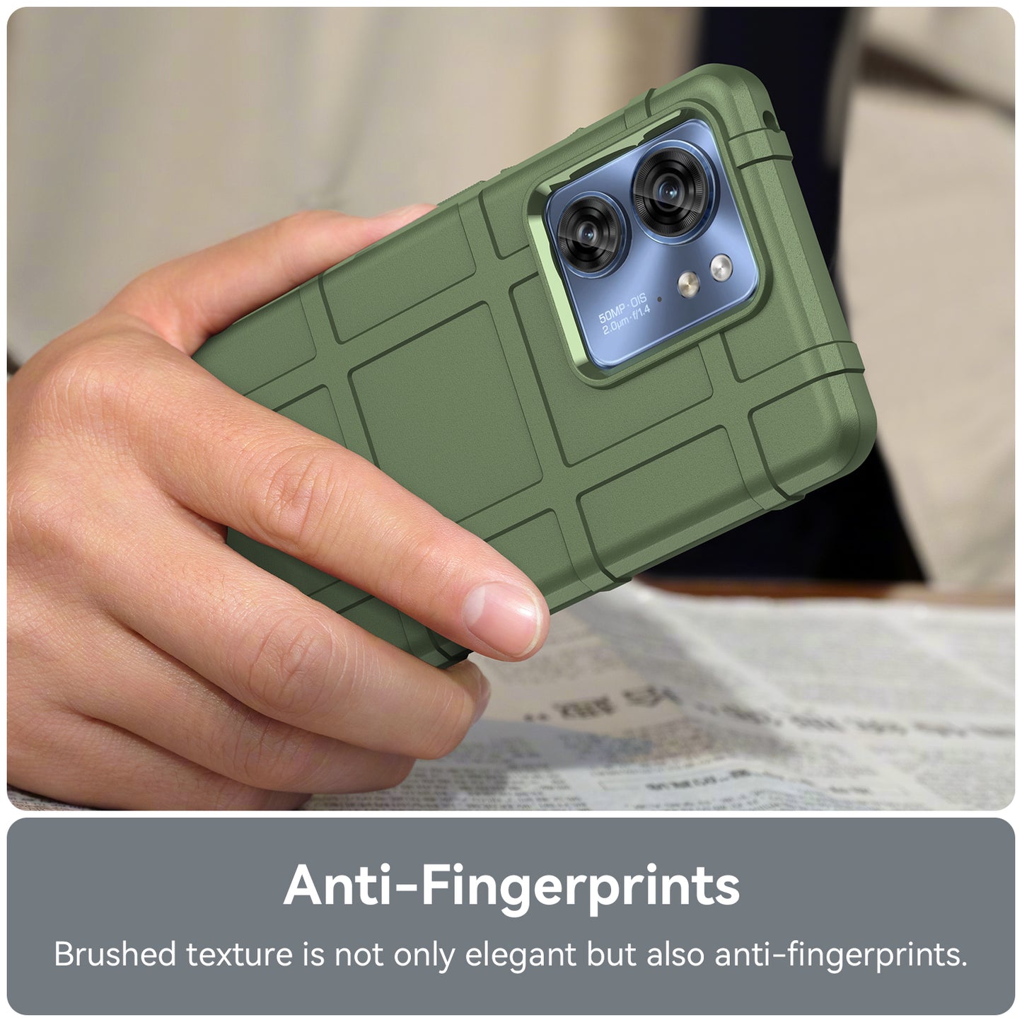 Uniqkart for Motorola Edge 40 5G Square Grid Texture Shockproof TPU Phone Case Back Cover - Green