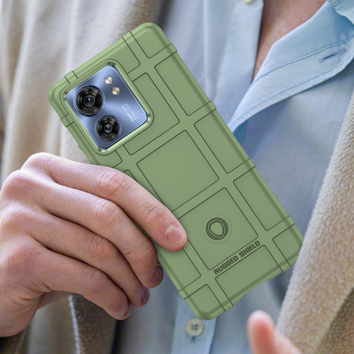 Uniqkart for Motorola Edge 40 5G Square Grid Texture Shockproof TPU Phone Case Back Cover - Green