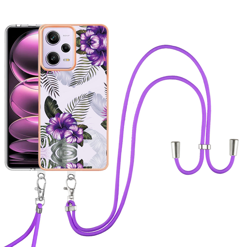 YB IMD Series-4 TPU Plating Cover for Xiaomi Redmi Note 12 Pro 5G / Note 12 Pro Speed 5G / Poco X5 Pro 5G , Marble Flower Pattern Phone Case - Purple Flowers