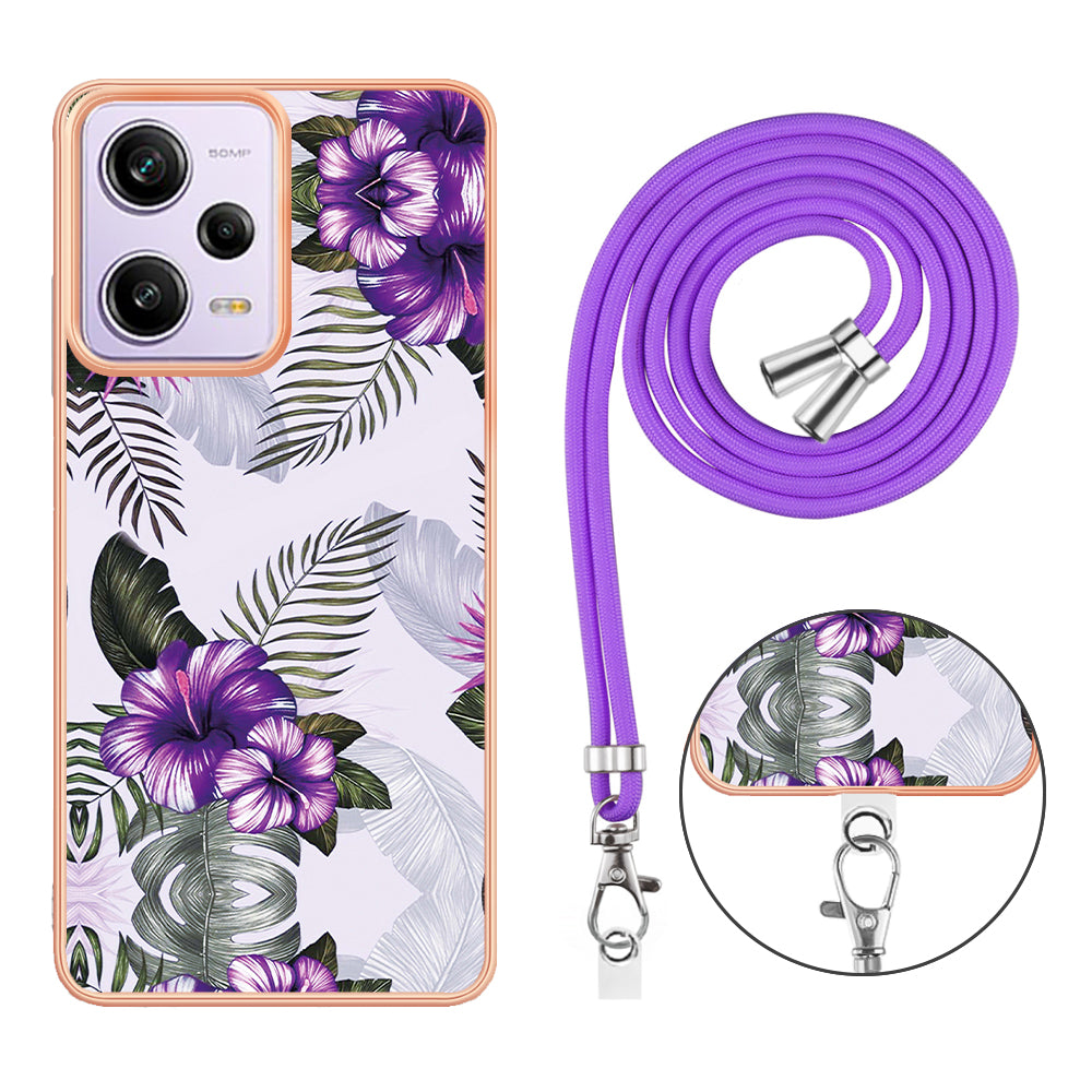 YB IMD Series-4 TPU Plating Cover for Xiaomi Redmi Note 12 Pro 5G / Note 12 Pro Speed 5G / Poco X5 Pro 5G , Marble Flower Pattern Phone Case - Purple Flowers