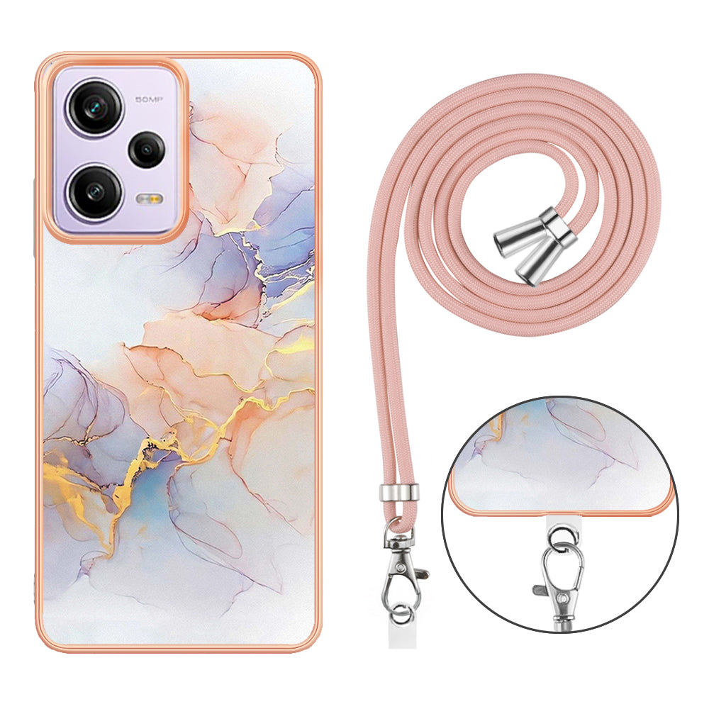YB IMD Series-4 TPU Plating Cover for Xiaomi Redmi Note 12 Pro 5G / Note 12 Pro Speed 5G / Poco X5 Pro 5G , Marble Flower Pattern Phone Case - Milky Way Marble White