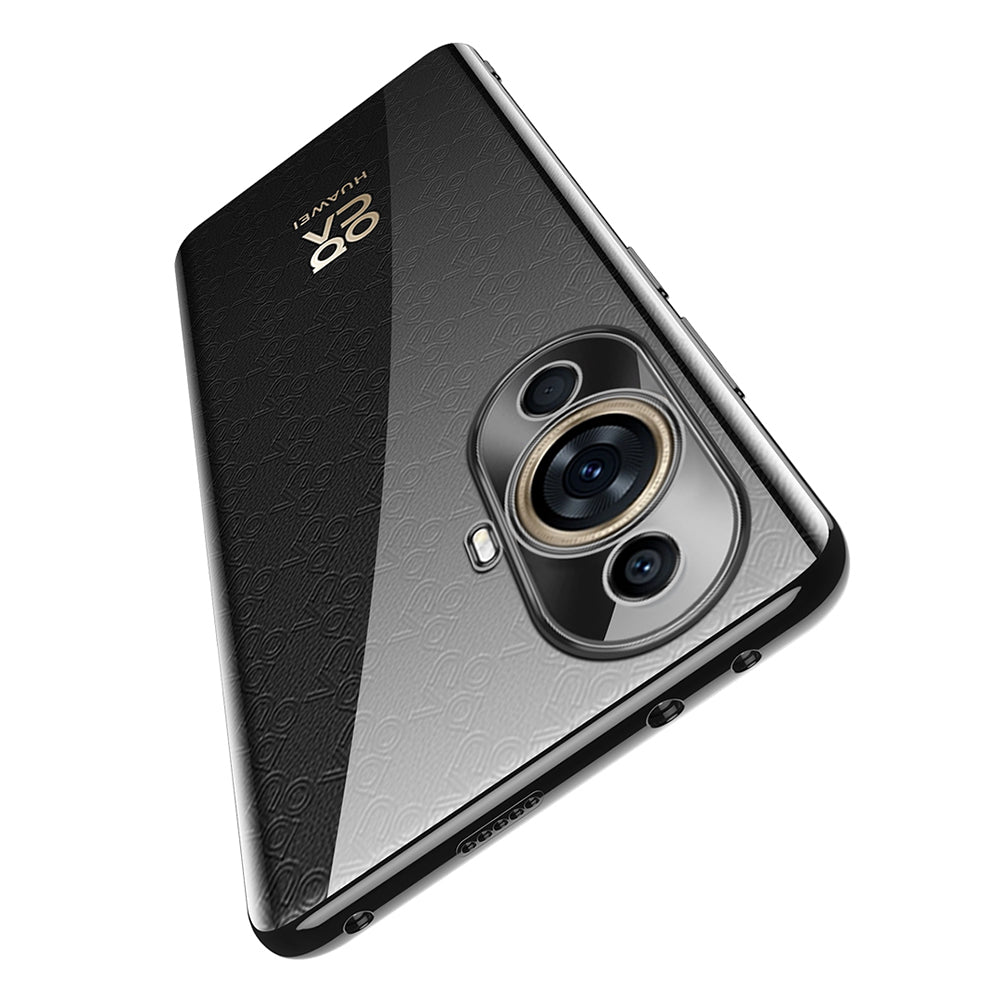 SULADA Electroplating Phone Case for Huawei nova 11 Straight Edge Clear Anti-Scratch TPU Cover - Black