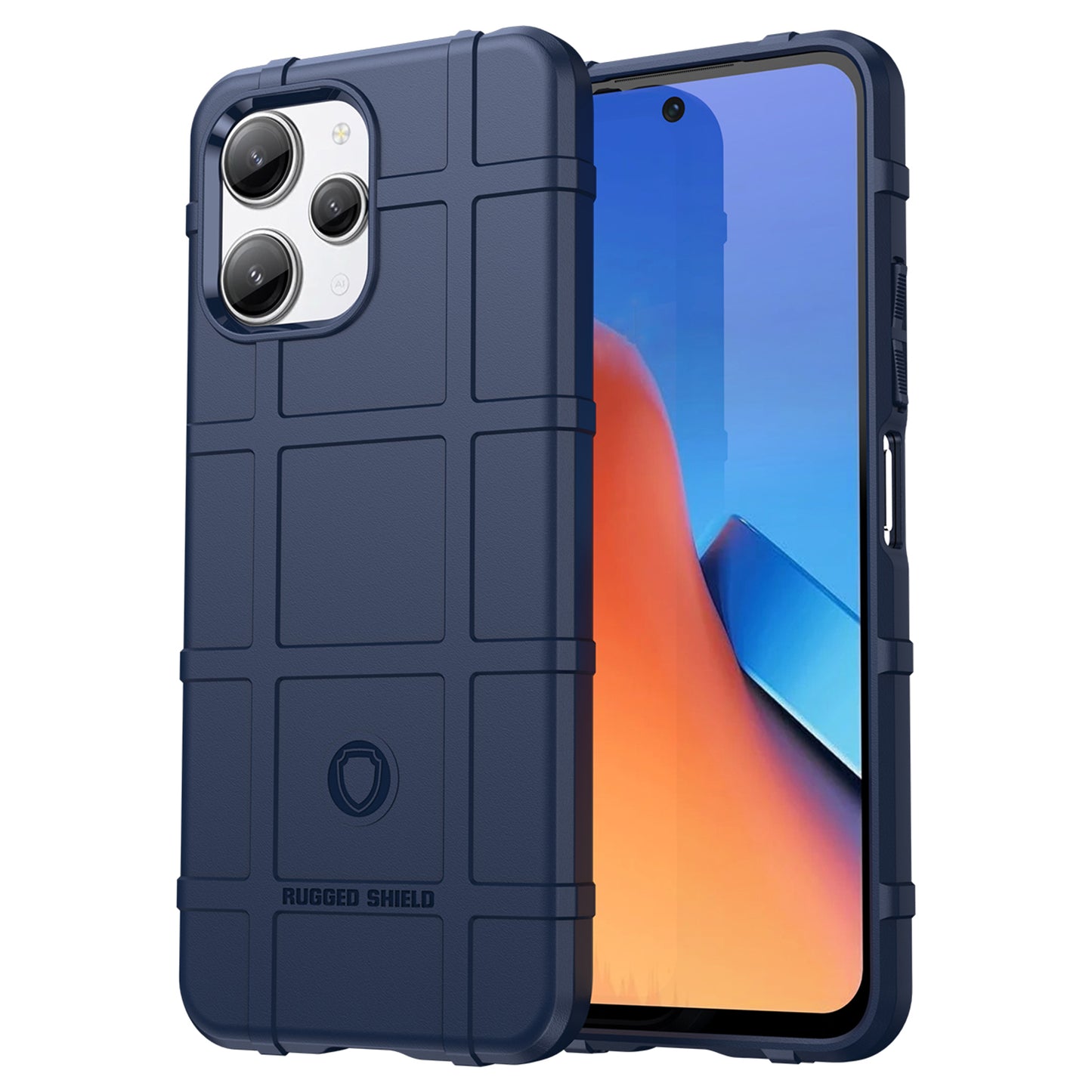 Uniqkart for Xiaomi Redmi 12 4G Non-slip Back Cover Square Grid Texture TPU Phone Case - Blue