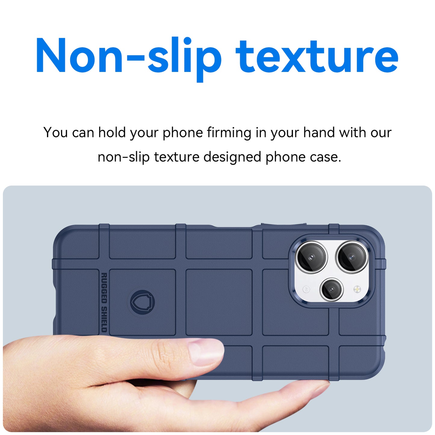 Uniqkart for Xiaomi Redmi 12 4G Non-slip Back Cover Square Grid Texture TPU Phone Case - Blue