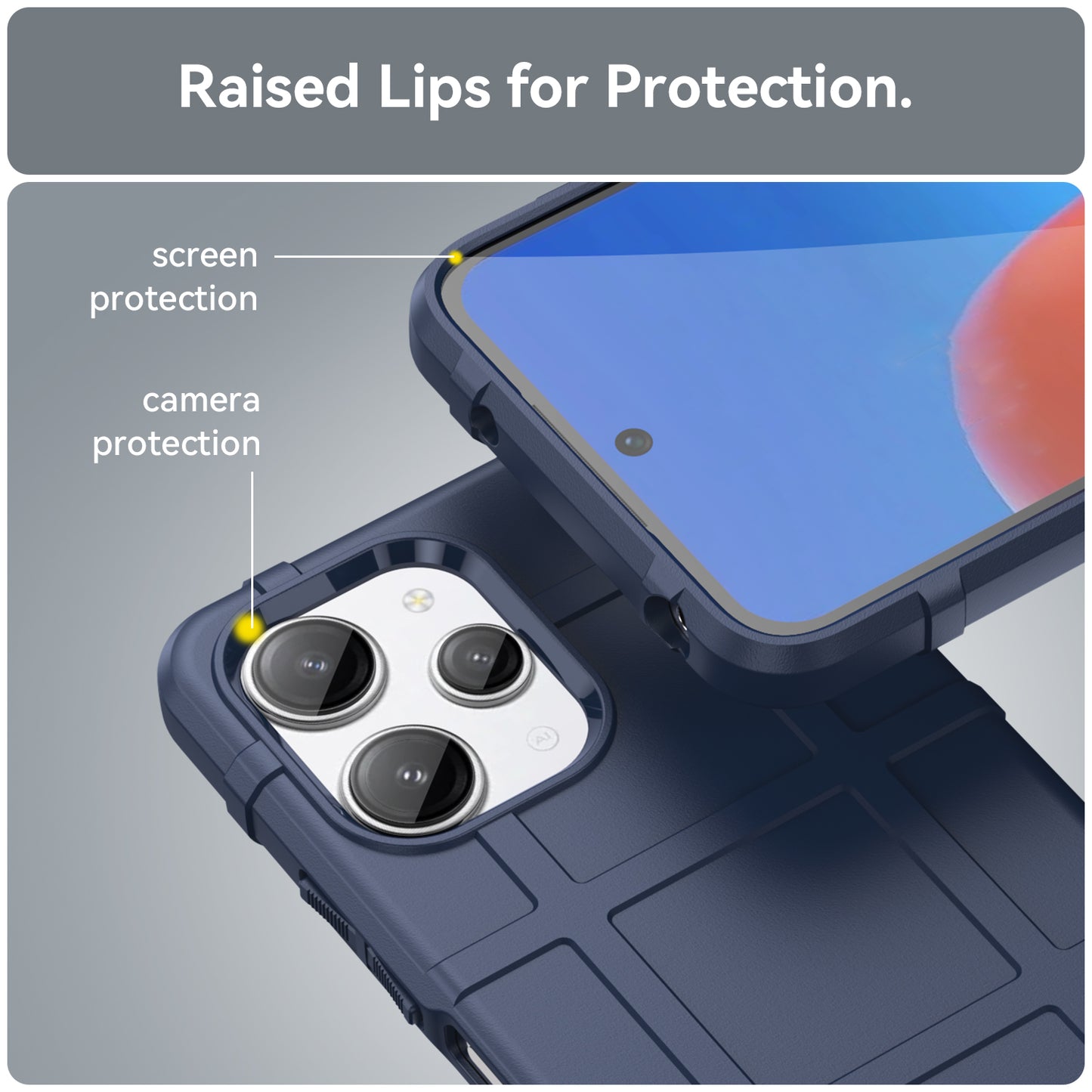 Uniqkart for Xiaomi Redmi 12 4G Non-slip Back Cover Square Grid Texture TPU Phone Case - Blue