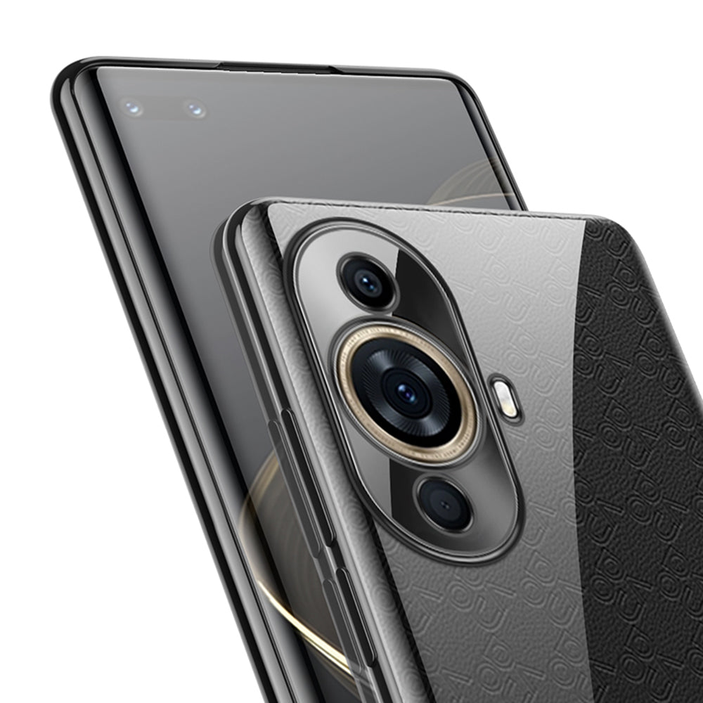 Uniqkart For Huawei nova 11 Pro / nova 11 Ultra Electroplating Straight Edge Clear Phone Case TPU Anti-scratch Cover - Black