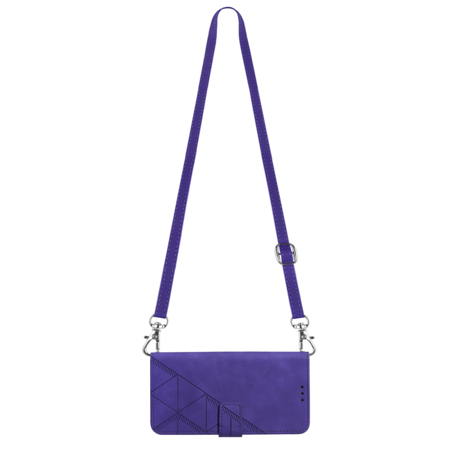 YB Imprinting Series-2 for Samsung Galaxy Z Fold5 5G Phone Stand Cover Imprinting Lines Leather Wallet Case with Shoulder Strap - Purple