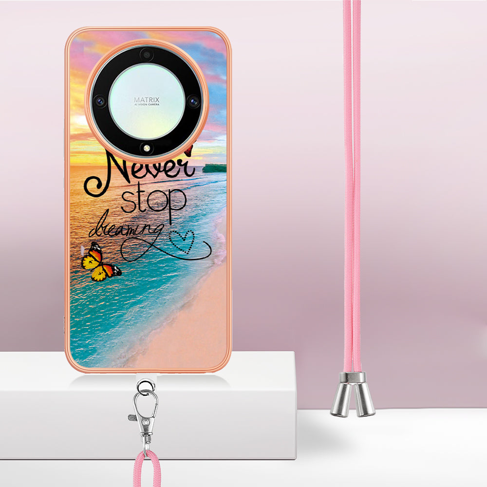 YB IMD Series-4 TPU Protective Cover for Honor X9a 5G / Magic5 Lite 5G / X40 5G , IMD Marble Flower Pattern IMD Electroplating Phone Case - Never Stop Dreaming