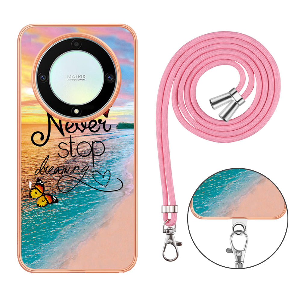 YB IMD Series-4 TPU Protective Cover for Honor X9a 5G / Magic5 Lite 5G / X40 5G , IMD Marble Flower Pattern IMD Electroplating Phone Case - Never Stop Dreaming