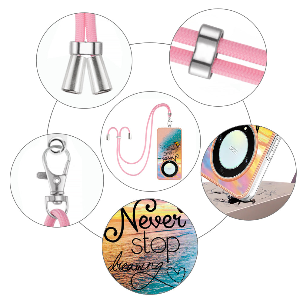 YB IMD Series-4 TPU Protective Cover for Honor X9a 5G / Magic5 Lite 5G / X40 5G , IMD Marble Flower Pattern IMD Electroplating Phone Case - Never Stop Dreaming