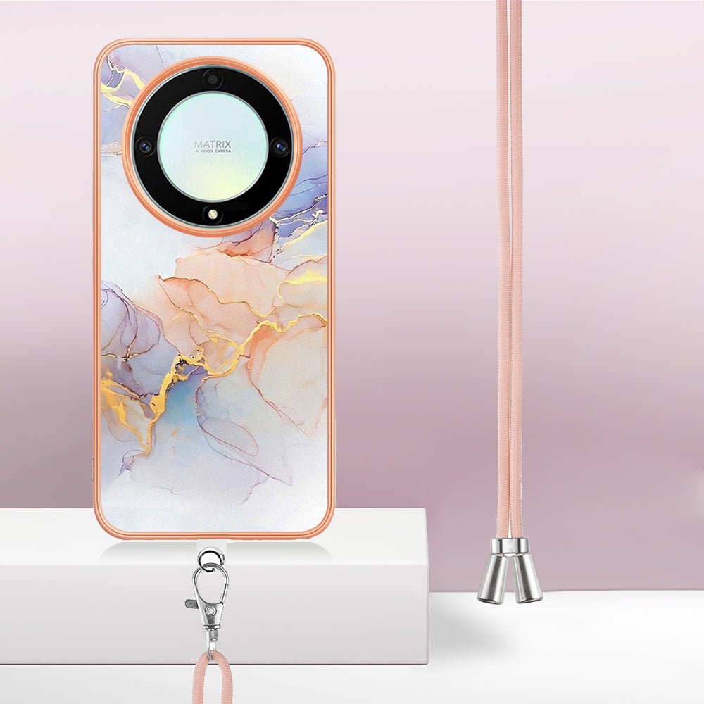 YB IMD Series-4 TPU Protective Cover for Honor X9a 5G / Magic5 Lite 5G / X40 5G , IMD Marble Flower Pattern IMD Electroplating Phone Case - Milky Way Marble White