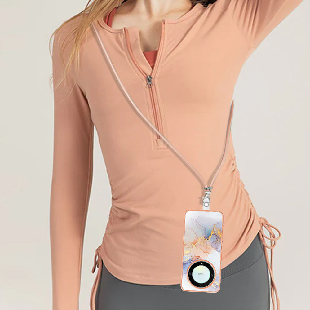 YB IMD Series-4 TPU Protective Cover for Honor X9a 5G / Magic5 Lite 5G / X40 5G , IMD Marble Flower Pattern IMD Electroplating Phone Case - Milky Way Marble White