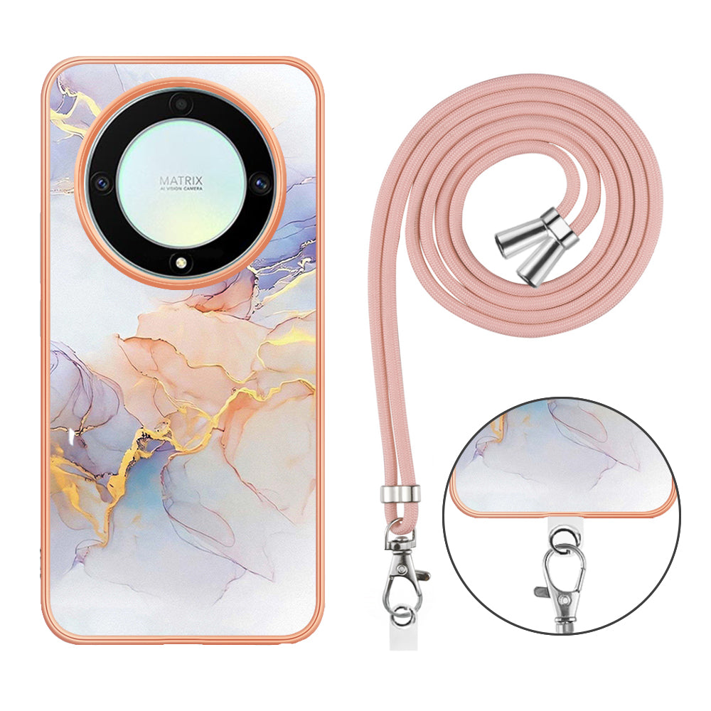 YB IMD Series-4 TPU Protective Cover for Honor X9a 5G / Magic5 Lite 5G / X40 5G , IMD Marble Flower Pattern IMD Electroplating Phone Case - Milky Way Marble White