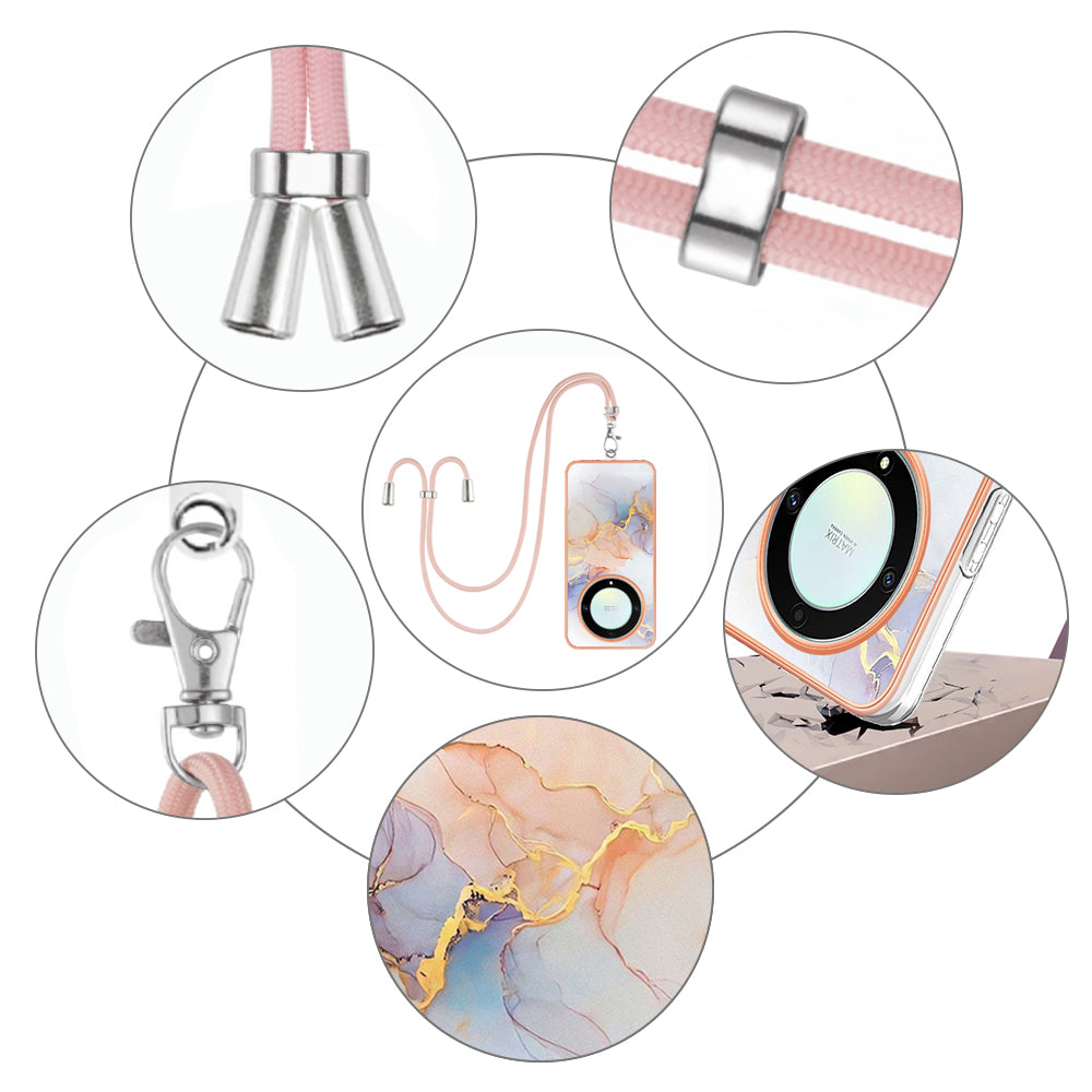 YB IMD Series-4 TPU Protective Cover for Honor X9a 5G / Magic5 Lite 5G / X40 5G , IMD Marble Flower Pattern IMD Electroplating Phone Case - Milky Way Marble White