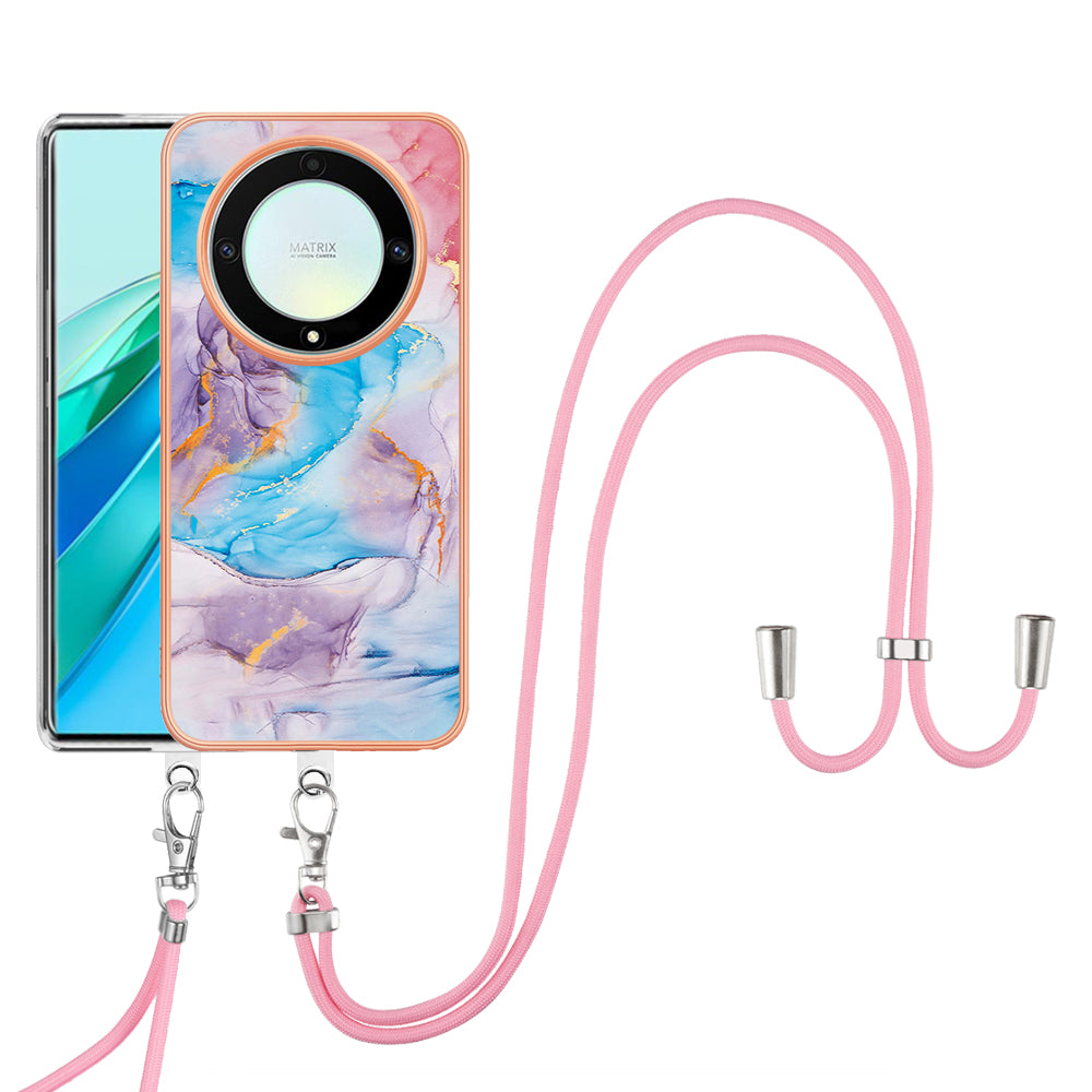 YB IMD Series-4 TPU Protective Cover for Honor X9a 5G / Magic5 Lite 5G / X40 5G , IMD Marble Flower Pattern IMD Electroplating Phone Case - Milky Way Marble Blue