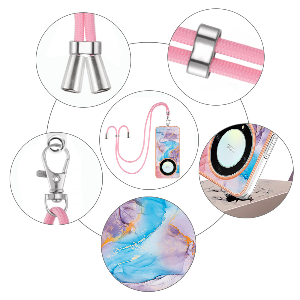 YB IMD Series-4 TPU Protective Cover for Honor X9a 5G / Magic5 Lite 5G / X40 5G , IMD Marble Flower Pattern IMD Electroplating Phone Case - Milky Way Marble Blue