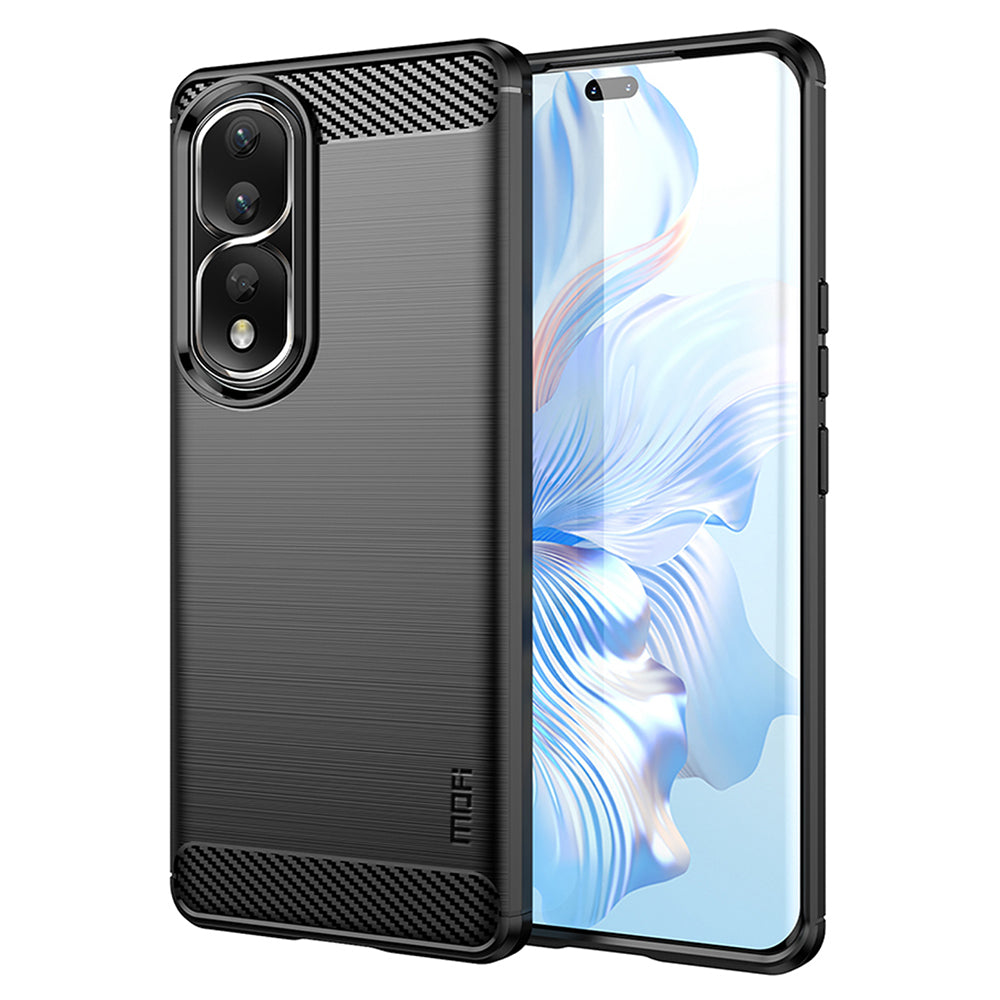 Uniqkart TPU Series-1 for Honor 90 Pro TPU Phone Case Carbon Fiber Brushed Phone Cover - Black