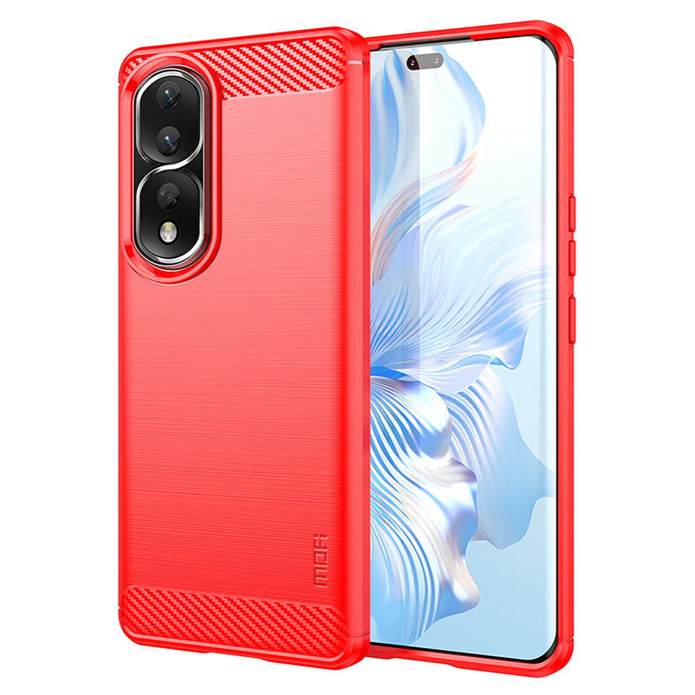 Uniqkart TPU Series-1 for Honor 90 Pro TPU Phone Case Carbon Fiber Brushed Phone Cover - Red