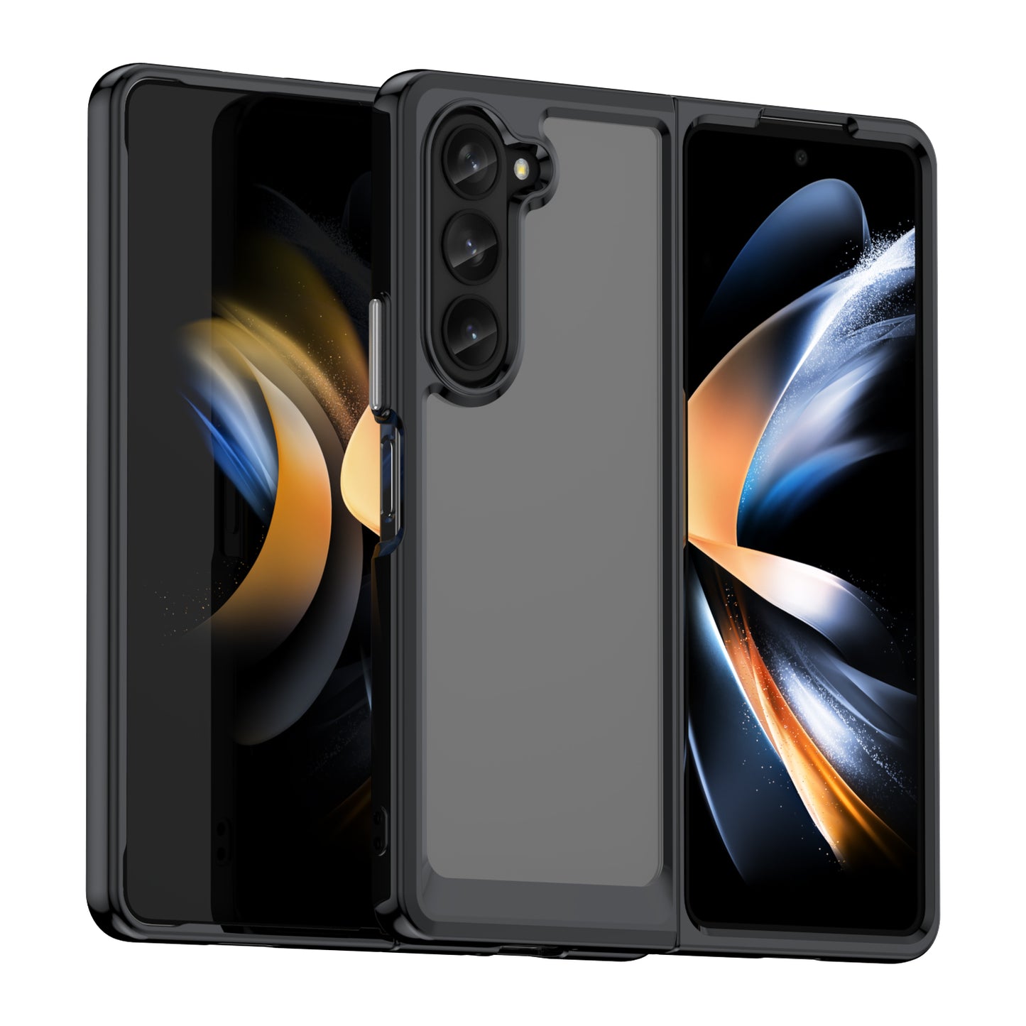 Uniqkart for Samsung Galaxy Z Fold5 5G Mobile Phone Back Cover TPU+Acrylic Clear Protective Shockproof Case - Black