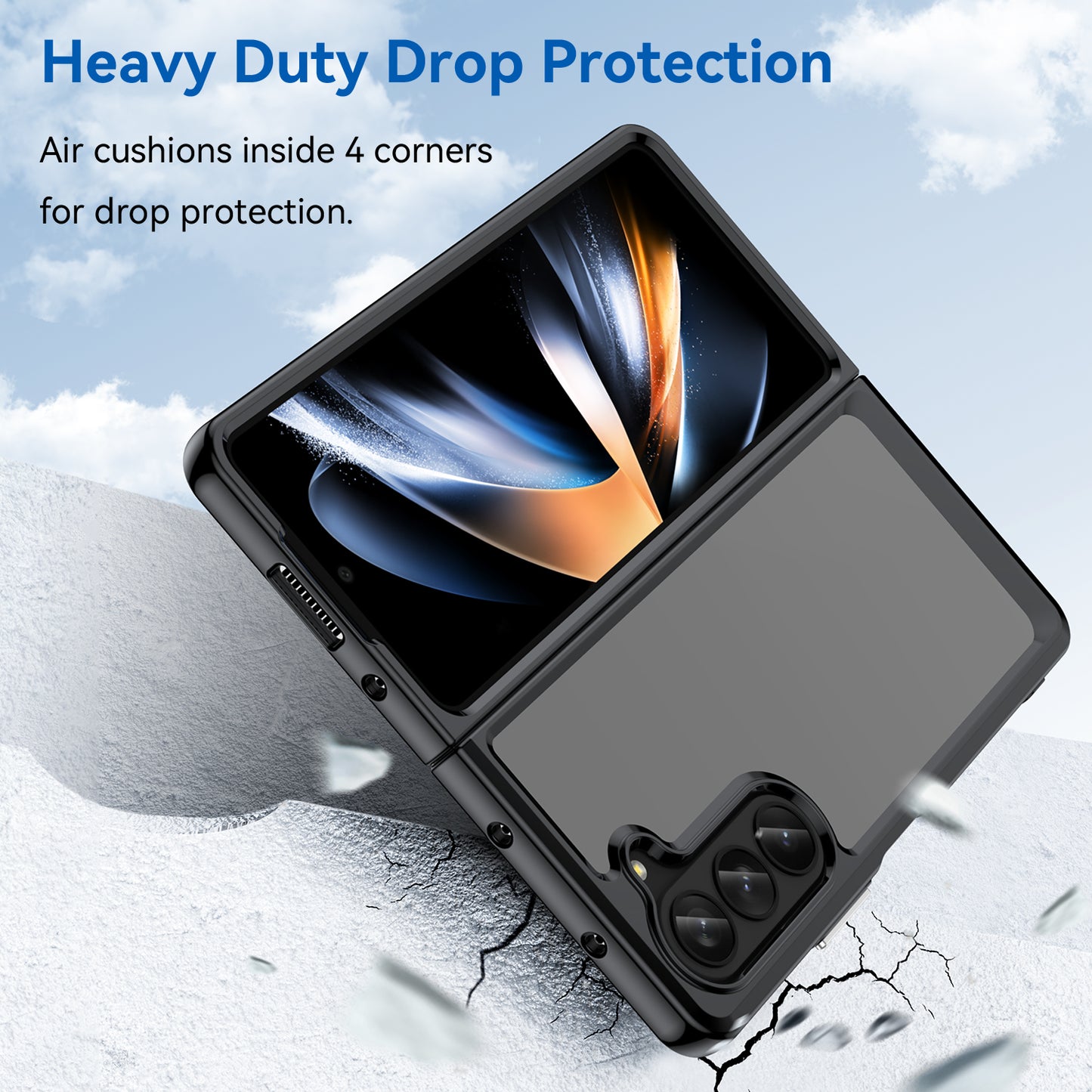 Uniqkart for Samsung Galaxy Z Fold5 5G Mobile Phone Back Cover TPU+Acrylic Clear Protective Shockproof Case - Black
