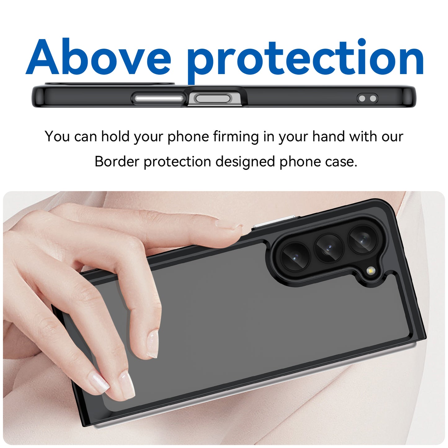 Uniqkart for Samsung Galaxy Z Fold5 5G Mobile Phone Back Cover TPU+Acrylic Clear Protective Shockproof Case - Black