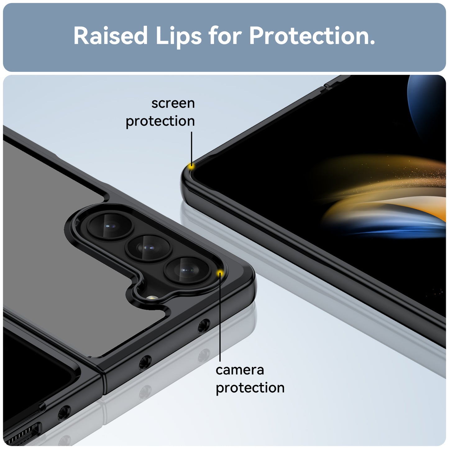 Uniqkart for Samsung Galaxy Z Fold5 5G Mobile Phone Back Cover TPU+Acrylic Clear Protective Shockproof Case - Black