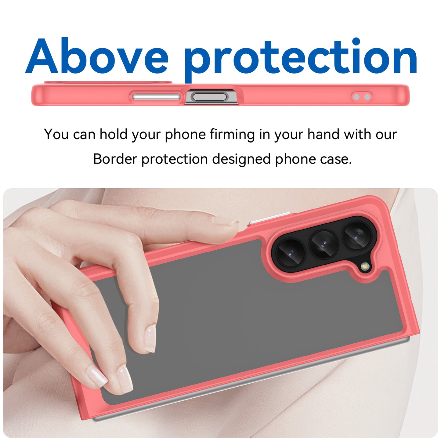 Uniqkart for Samsung Galaxy Z Fold5 5G Mobile Phone Back Cover TPU+Acrylic Clear Protective Shockproof Case - Red
