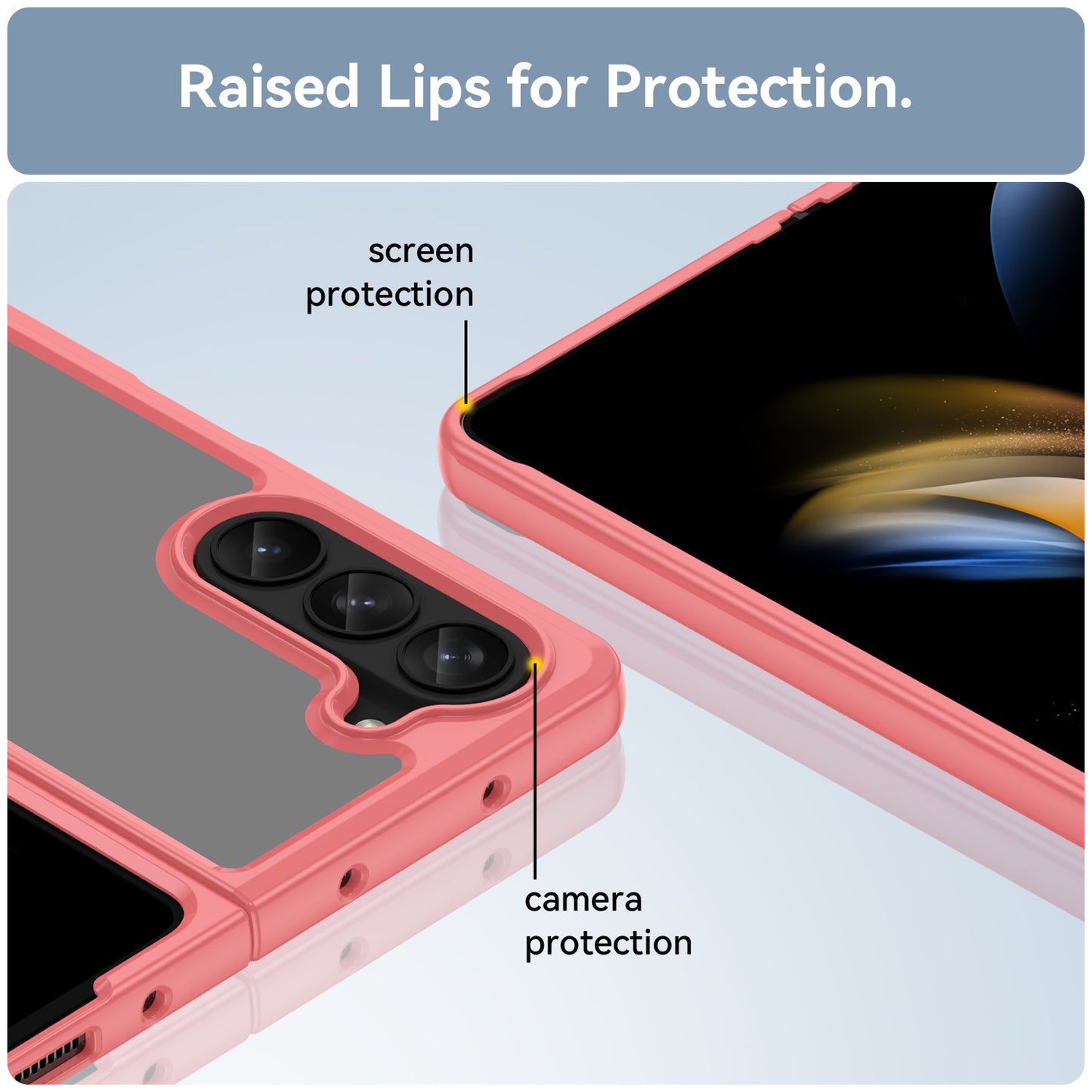Uniqkart for Samsung Galaxy Z Fold5 5G Mobile Phone Back Cover TPU+Acrylic Clear Protective Shockproof Case - Red