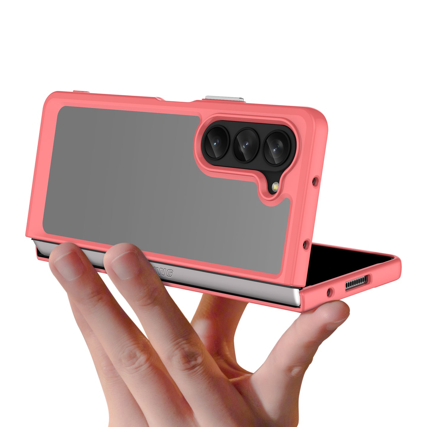 Uniqkart for Samsung Galaxy Z Fold5 5G Mobile Phone Back Cover TPU+Acrylic Clear Protective Shockproof Case - Red