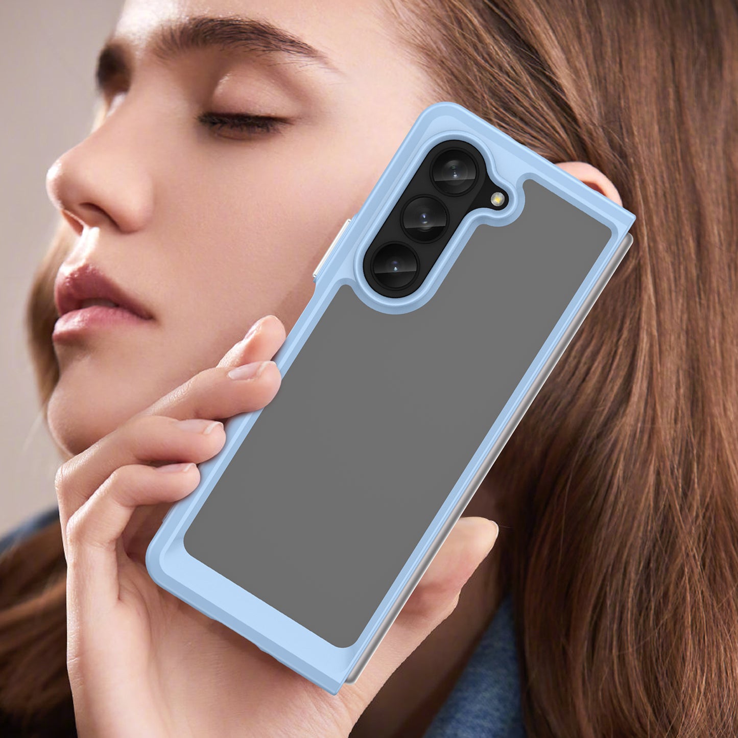 Uniqkart for Samsung Galaxy Z Fold5 5G Mobile Phone Back Cover TPU+Acrylic Clear Protective Shockproof Case - Blue