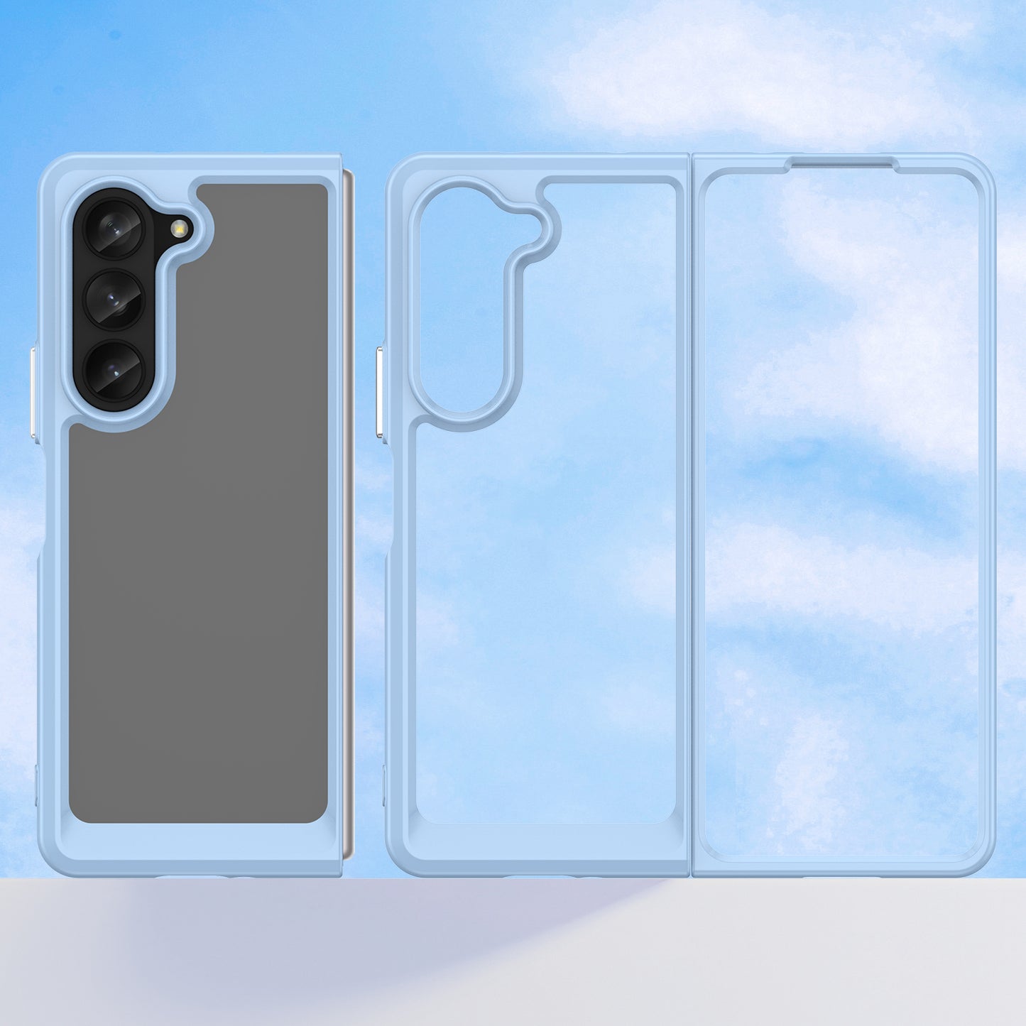 Uniqkart for Samsung Galaxy Z Fold5 5G Mobile Phone Back Cover TPU+Acrylic Clear Protective Shockproof Case - Blue