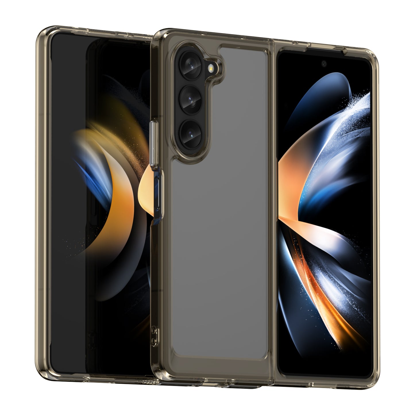 Uniqkart for Samsung Galaxy Z Fold5 5G Mobile Phone Back Cover TPU+Acrylic Clear Protective Shockproof Case - Transparent Grey
