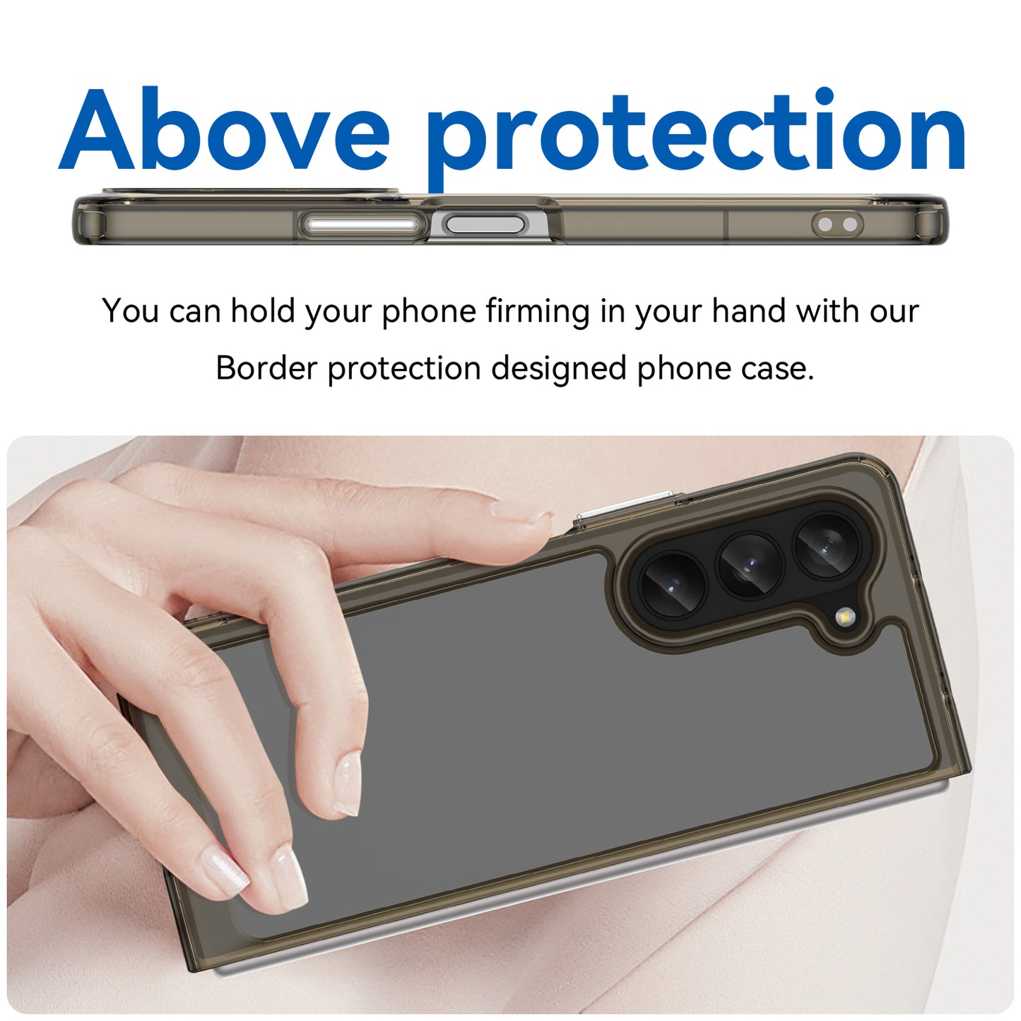 Uniqkart for Samsung Galaxy Z Fold5 5G Mobile Phone Back Cover TPU+Acrylic Clear Protective Shockproof Case - Transparent Grey