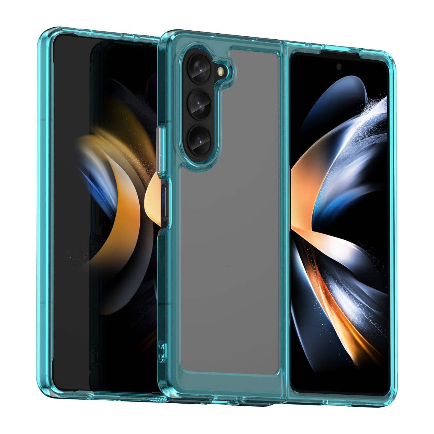 Uniqkart for Samsung Galaxy Z Fold5 5G Mobile Phone Back Cover TPU+Acrylic Clear Protective Shockproof Case - Transparent Blue
