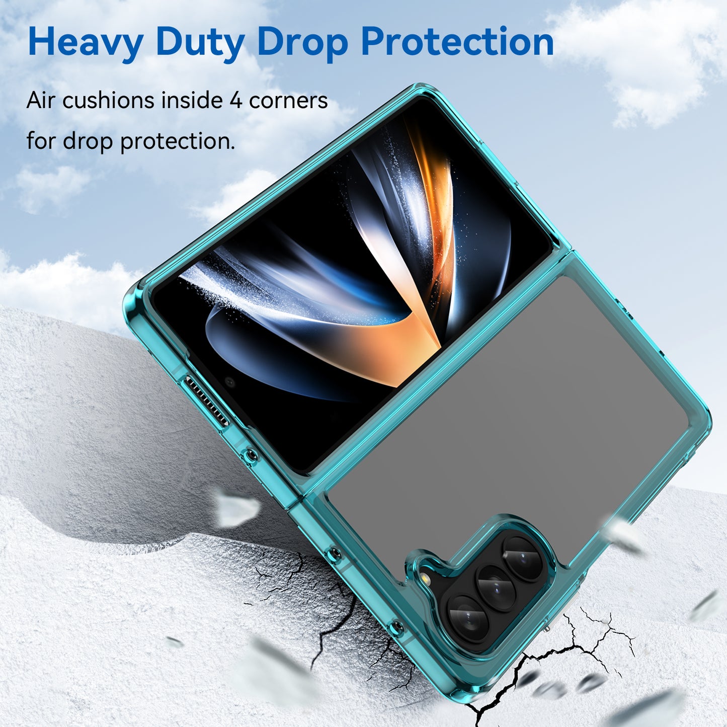 Uniqkart for Samsung Galaxy Z Fold5 5G Mobile Phone Back Cover TPU+Acrylic Clear Protective Shockproof Case - Transparent Blue