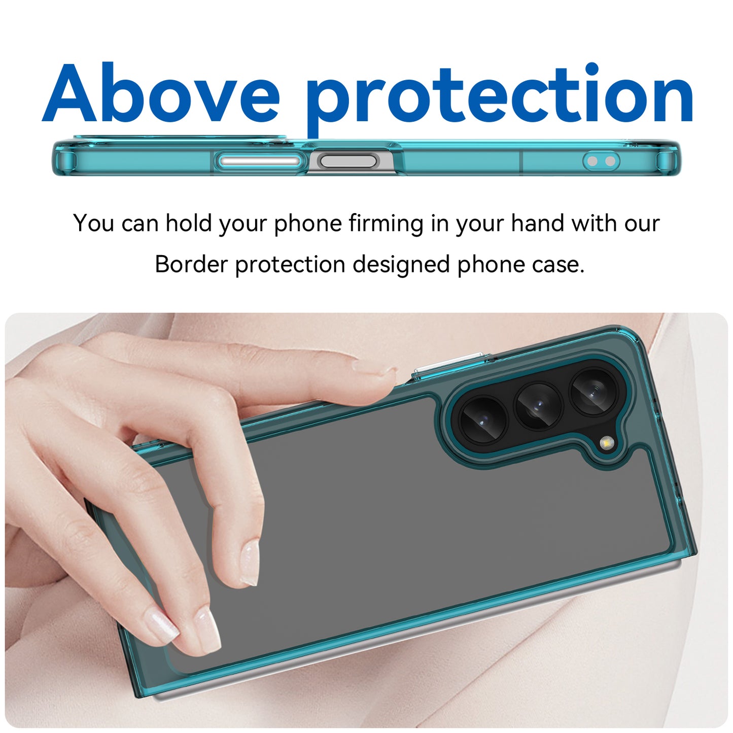Uniqkart for Samsung Galaxy Z Fold5 5G Mobile Phone Back Cover TPU+Acrylic Clear Protective Shockproof Case - Transparent Blue