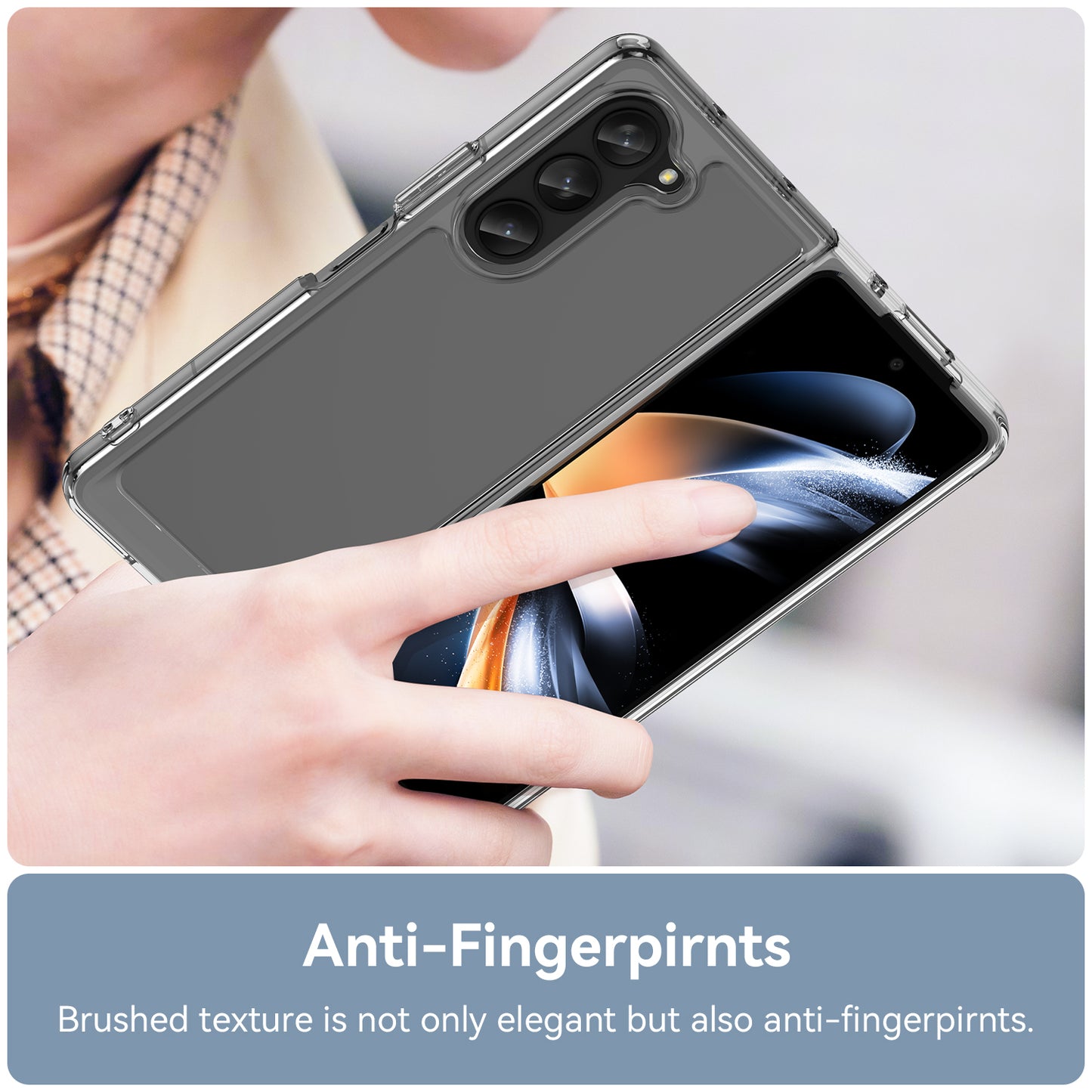 Uniqkart for Samsung Galaxy Z Fold5 5G Mobile Phone Back Cover TPU+Acrylic Clear Protective Shockproof Case - Transparent