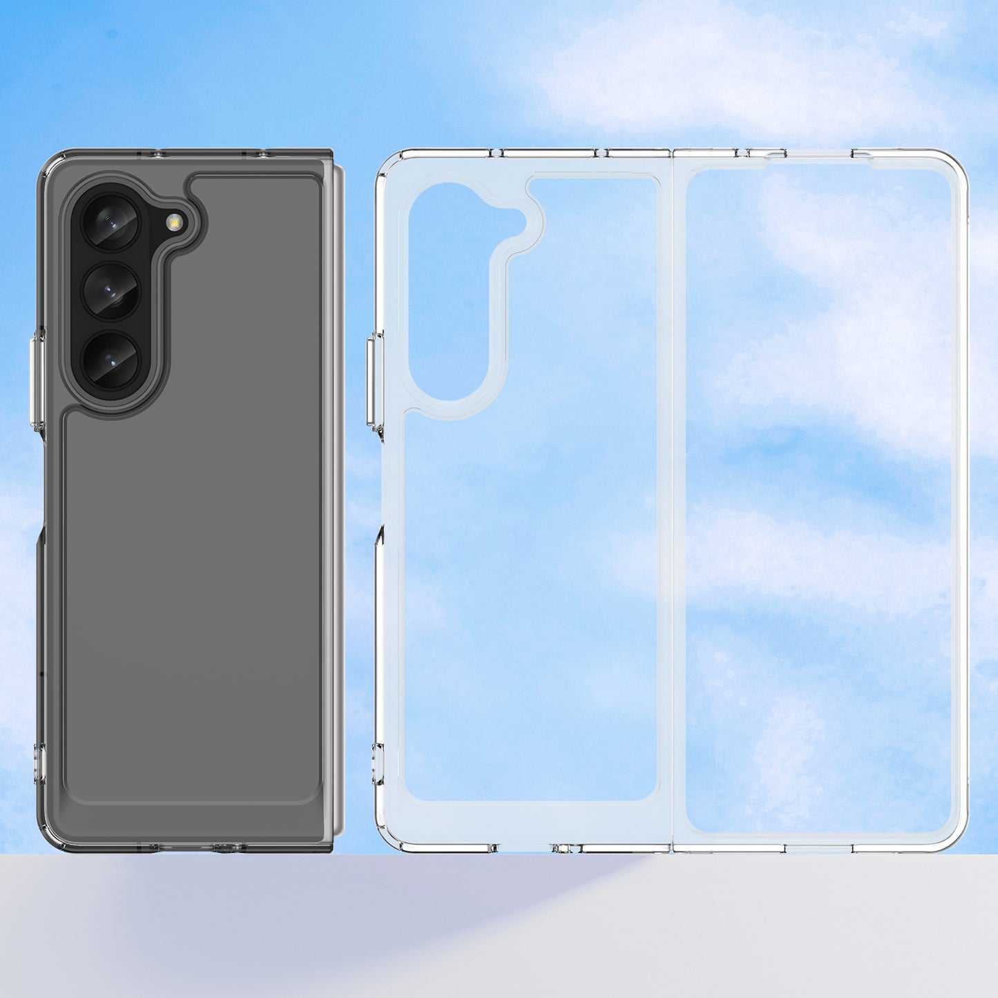 Uniqkart for Samsung Galaxy Z Fold5 5G Mobile Phone Back Cover TPU+Acrylic Clear Protective Shockproof Case - Transparent