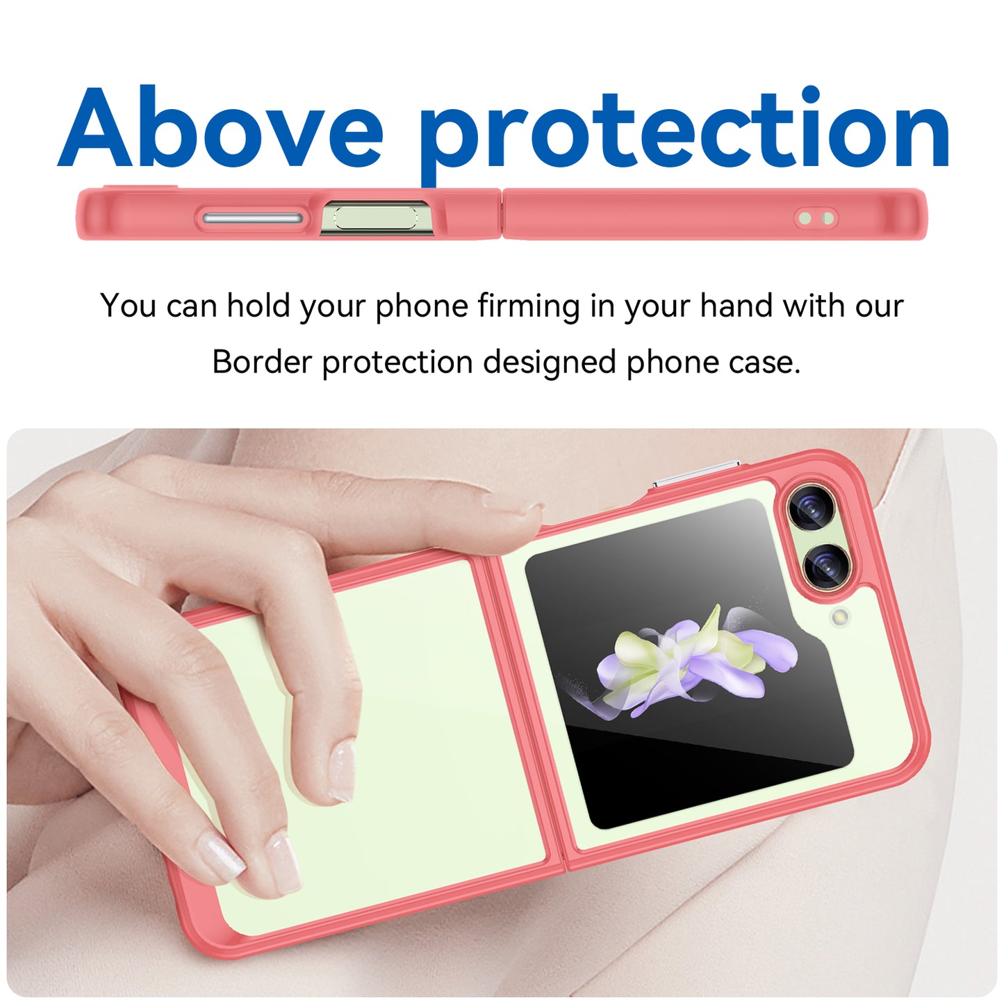 Uniqkart for Samsung Galaxy Z Flip5 5G Mobile Phone Back Cover Clear Protective Shockproof TPU+Acrylic Case - Red