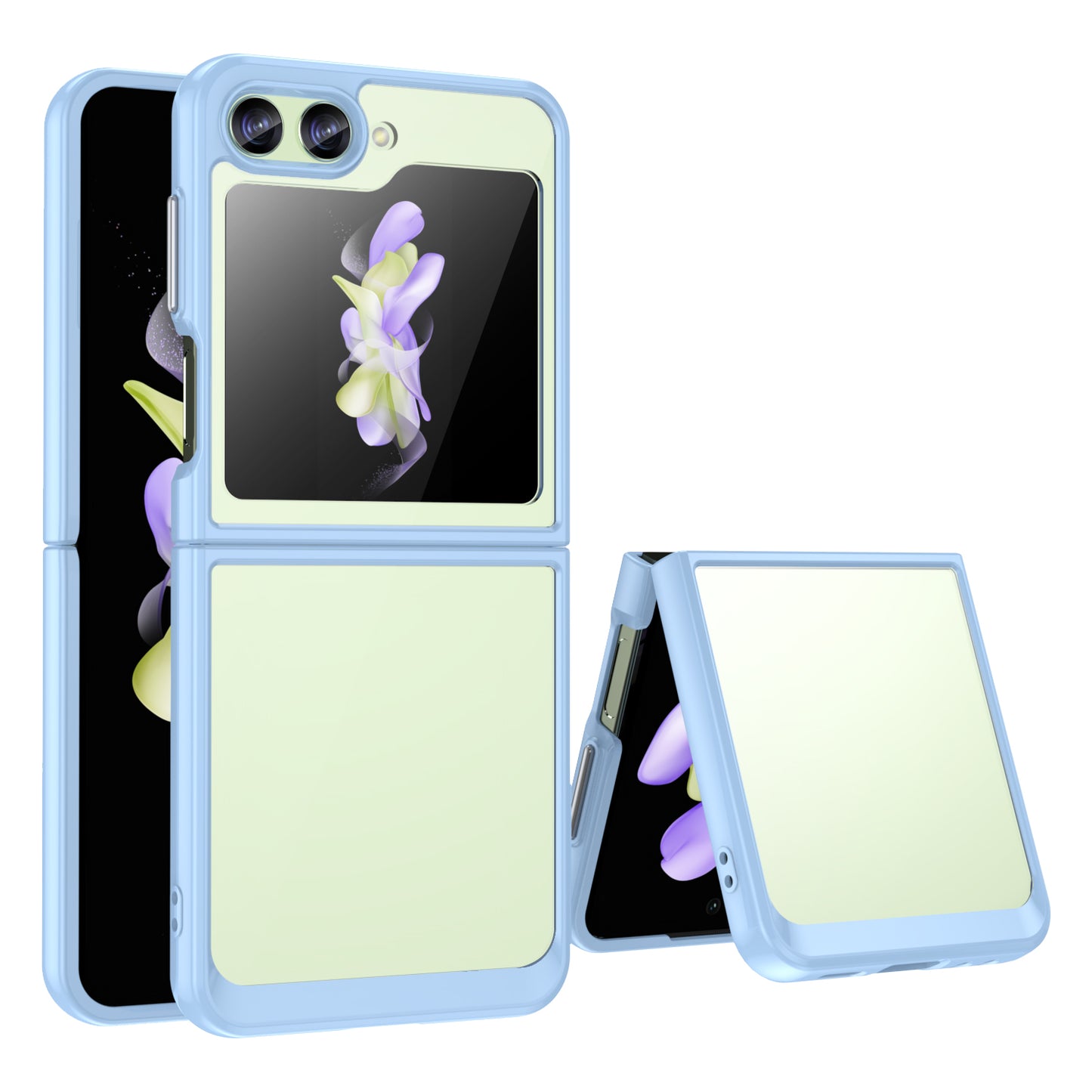 Uniqkart for Samsung Galaxy Z Flip5 5G Mobile Phone Back Cover Clear Protective Shockproof TPU+Acrylic Case - Blue