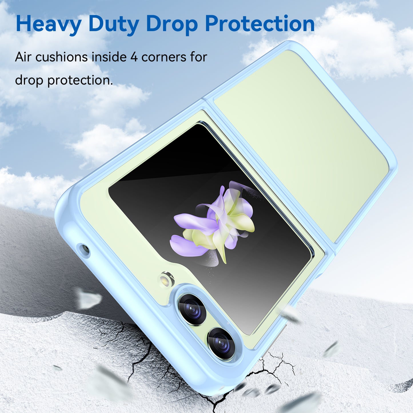 Uniqkart for Samsung Galaxy Z Flip5 5G Mobile Phone Back Cover Clear Protective Shockproof TPU+Acrylic Case - Blue