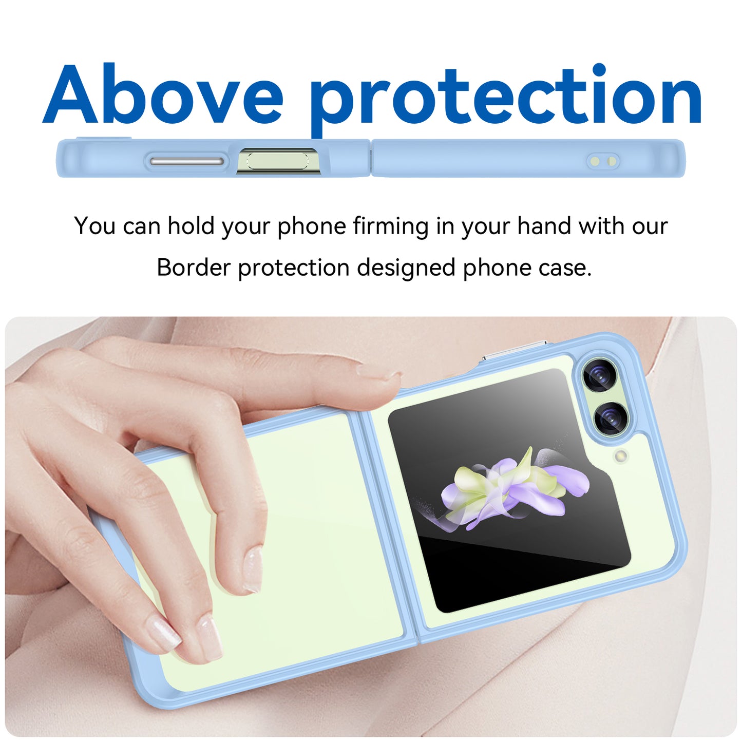 Uniqkart for Samsung Galaxy Z Flip5 5G Mobile Phone Back Cover Clear Protective Shockproof TPU+Acrylic Case - Blue