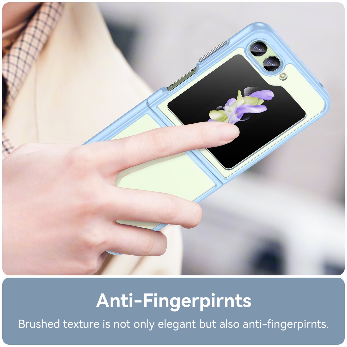 Uniqkart for Samsung Galaxy Z Flip5 5G Mobile Phone Back Cover Clear Protective Shockproof TPU+Acrylic Case - Blue