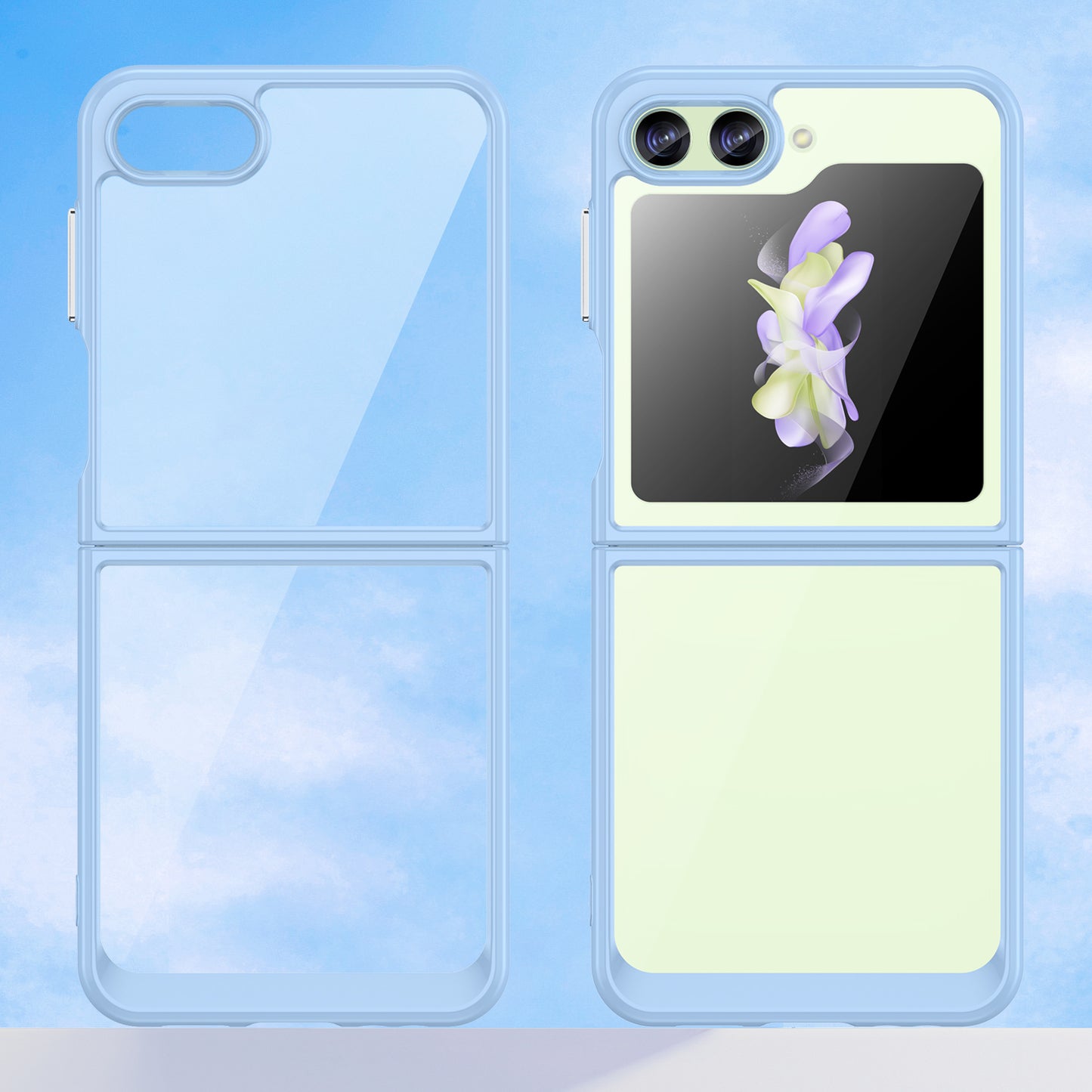 Uniqkart for Samsung Galaxy Z Flip5 5G Mobile Phone Back Cover Clear Protective Shockproof TPU+Acrylic Case - Blue