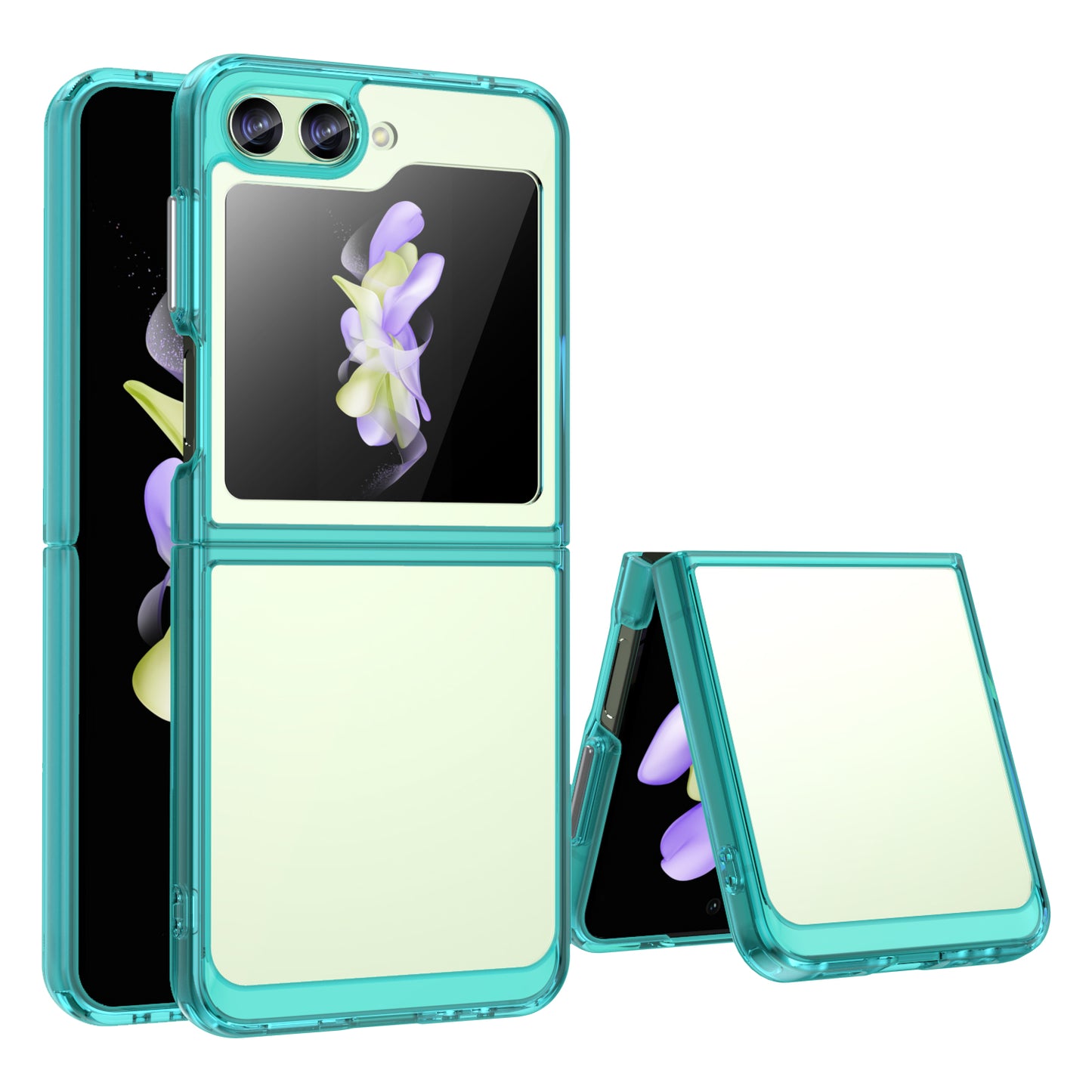 Uniqkart for Samsung Galaxy Z Flip5 5G Mobile Phone Back Cover Clear Protective Shockproof TPU+Acrylic Case - Transparent Blue