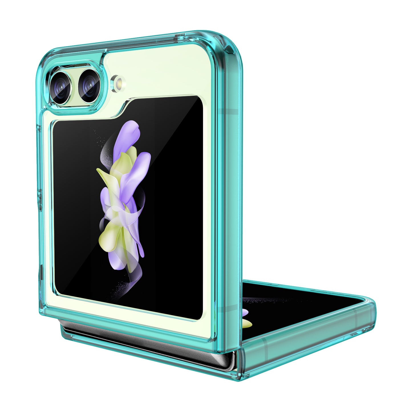 Uniqkart for Samsung Galaxy Z Flip5 5G Mobile Phone Back Cover Clear Protective Shockproof TPU+Acrylic Case - Transparent Blue
