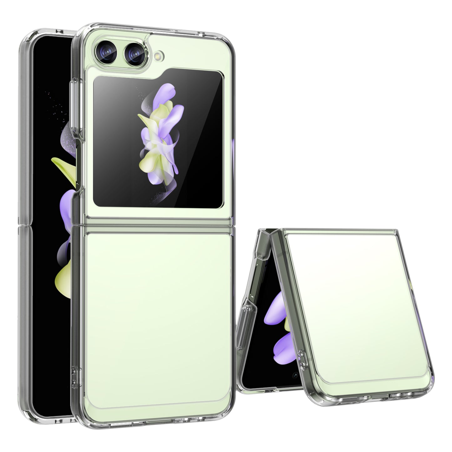 Uniqkart for Samsung Galaxy Z Flip5 5G Mobile Phone Back Cover Clear Protective Shockproof TPU+Acrylic Case - Transparent